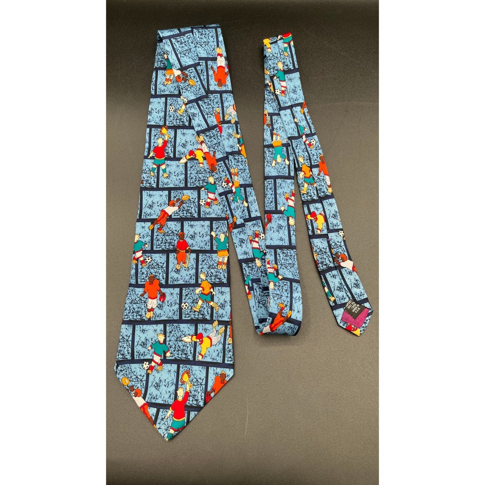 Vtg Save the Children Mens 100% Silk Necktie Benjamin Age 16 M V P Sports Theme